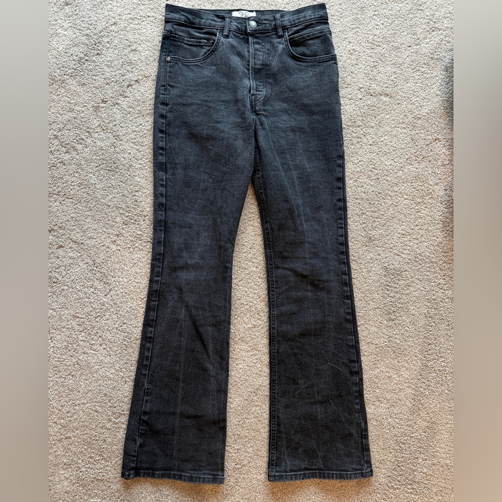 Free People/We The Free French Girl Flare Jeans, "Misty Black" Wash, Size 28 EUC - Picture 3 of 7